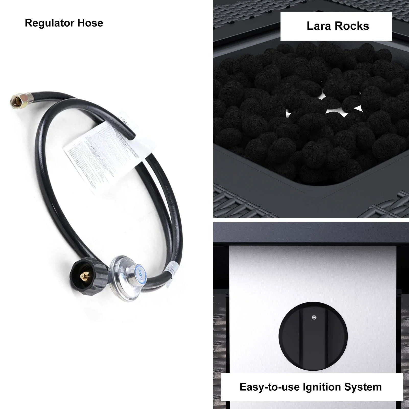 28 Inch Propane Fire Pit Table, Rattan & Wicker-Look 50,000 BTU Gas Firepits with Fire Glass for Outside Patio and Garden
