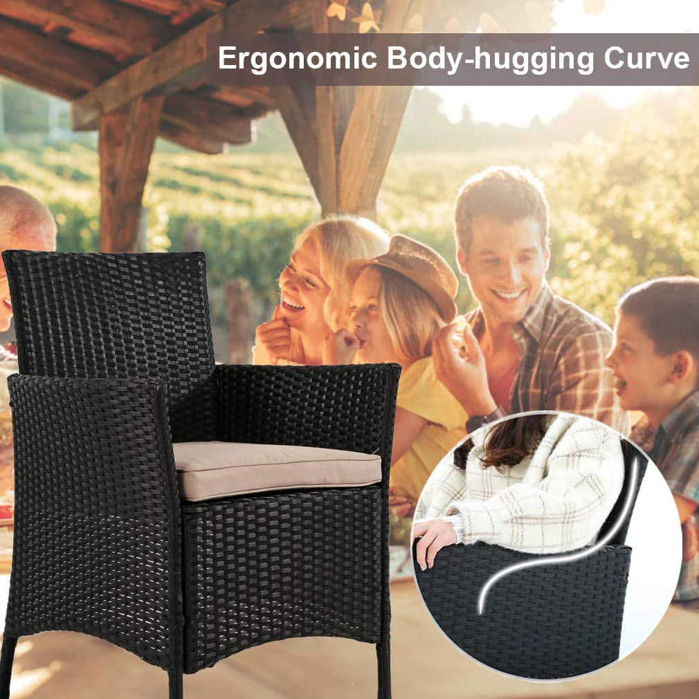 FDW Patio Rattan Wicker Furniture Outdoor 4pc Rattan Sofa Garden Conversation Set with White Cushions