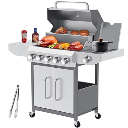 Portable 2-Burner Tabletop Propane Grill for Patio, 20,000 BTU, Stainless Steel, Camping & Tailgating