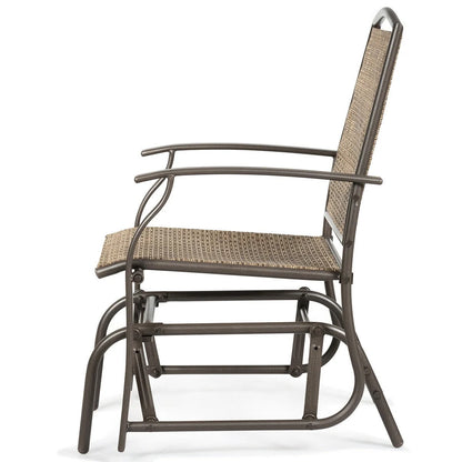 Costway 2PCS Patio Swing Single Glider Chair Rocking Seating Steel Frame Garden Brown