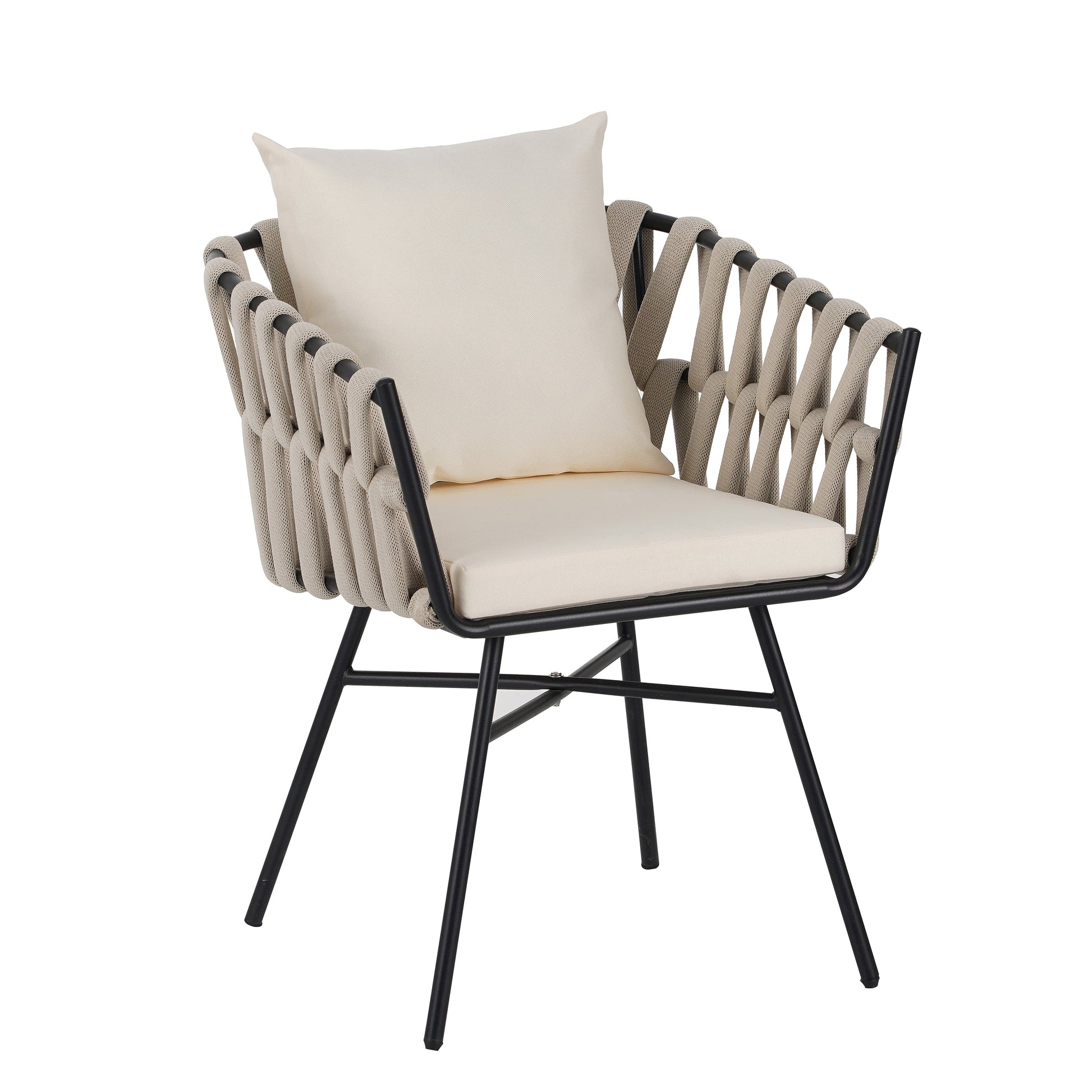 Harper & Bright Designs 7 Pieces Metal Outdoor Dining Table and Chairs Set for 6, All-Weather Patio Dining Furniture with 6 Woven Tape Chairs for Backyard Garden Balcony, Gray, Natural