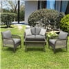 Superjoe Outdoor Furniture Sets 4 Pcs Patio Wicker Conversation Set Rattan Sofa with Coffee Table and Cushions, Gary