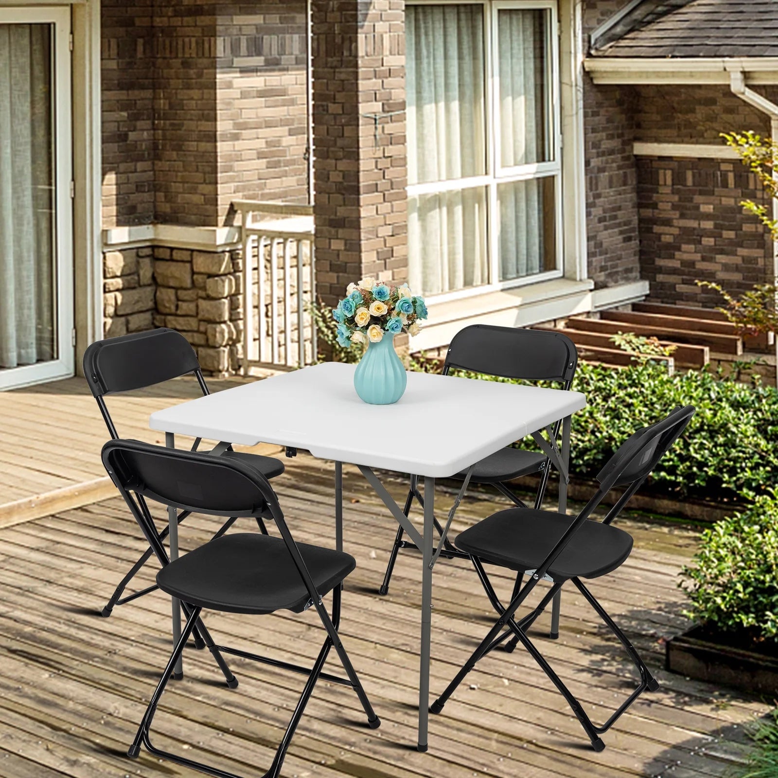 OverPatio 6 Packs Plastic Practical Folding Chairs, for Office, Comference, Kitchen, Study Room, Black