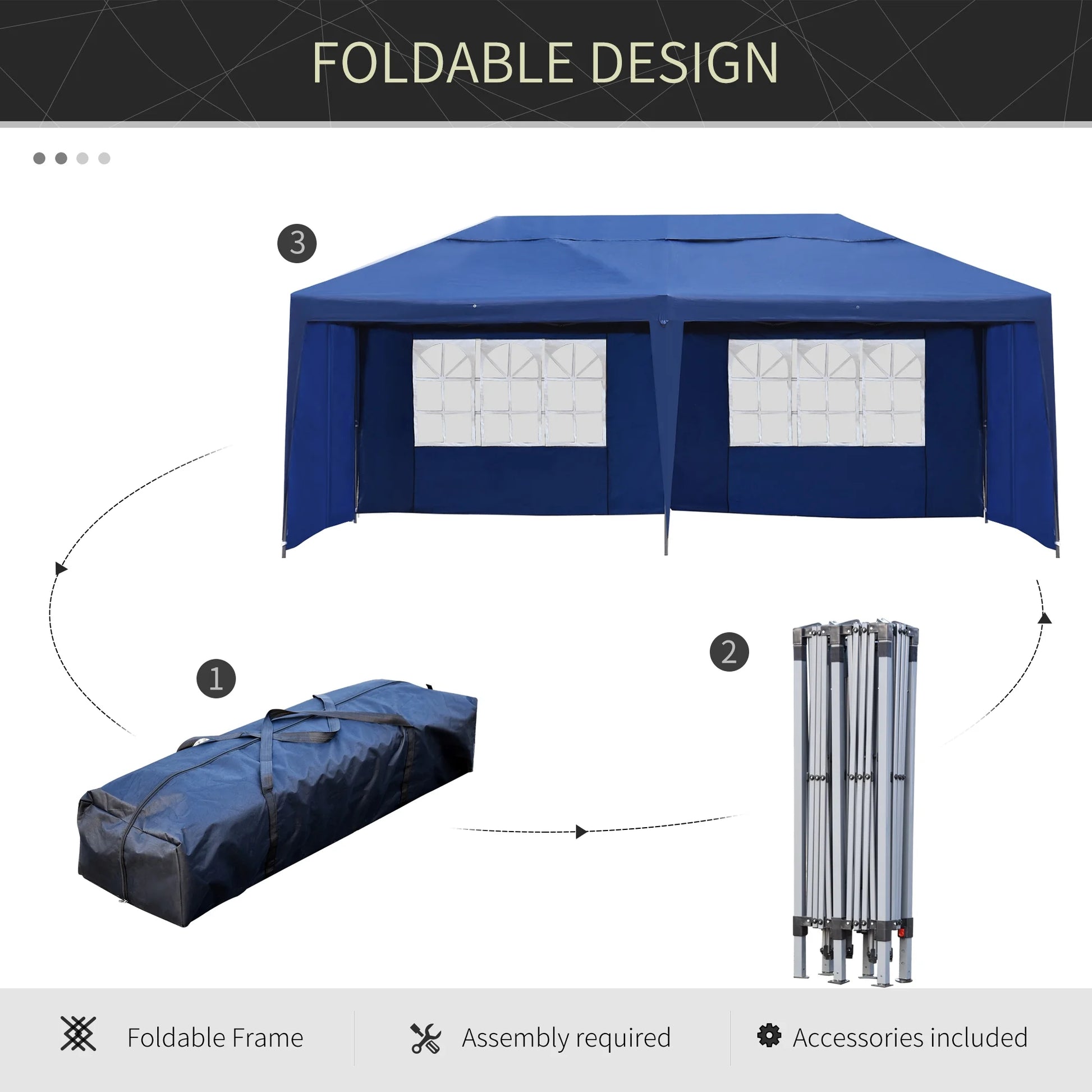 Outsunny 10' x 20' Pop Up Canopy Tent with 4 Sidewalls, Heavy Duty Tents for Parties, Outdoor Instant Gazebo with Carry Bag, for Outdoor, Garden, Patio, Blue