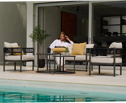 Grand Patio 5-Piece Outdoor Wicker Conversation Set, Beige