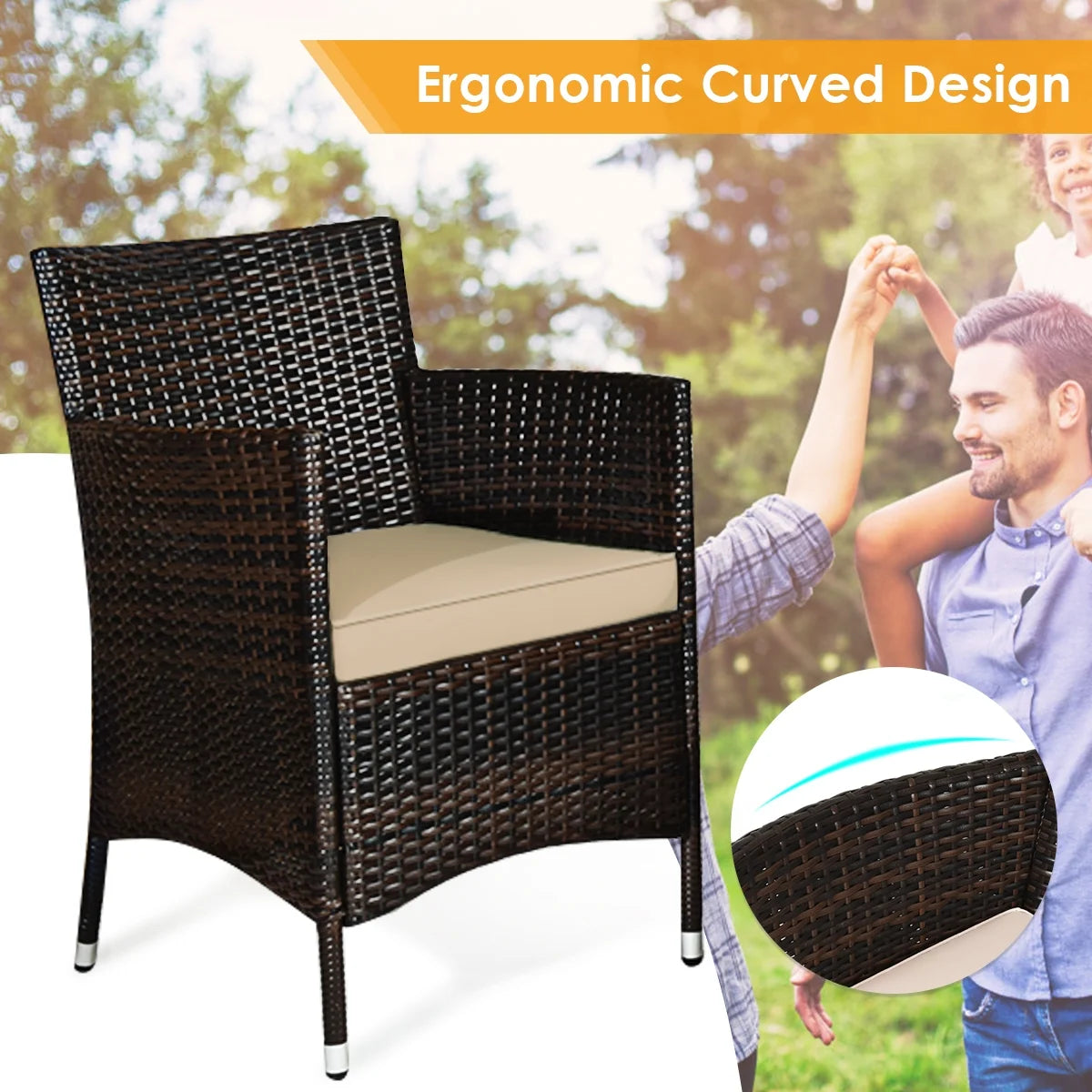 Gymax 4PCS Patio Rattan Outdoor Furniture Set w/Cushioned Chair Loveseat Table