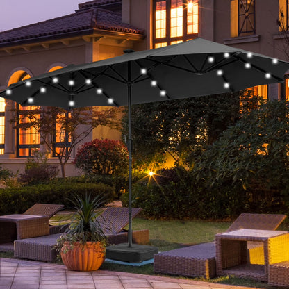 Ainfox 15ft Large Patio Umbrella, 3-Tiers Outdoor Double-Sided Rectangle Market Heavy Duty Umbrellas, Grass Green