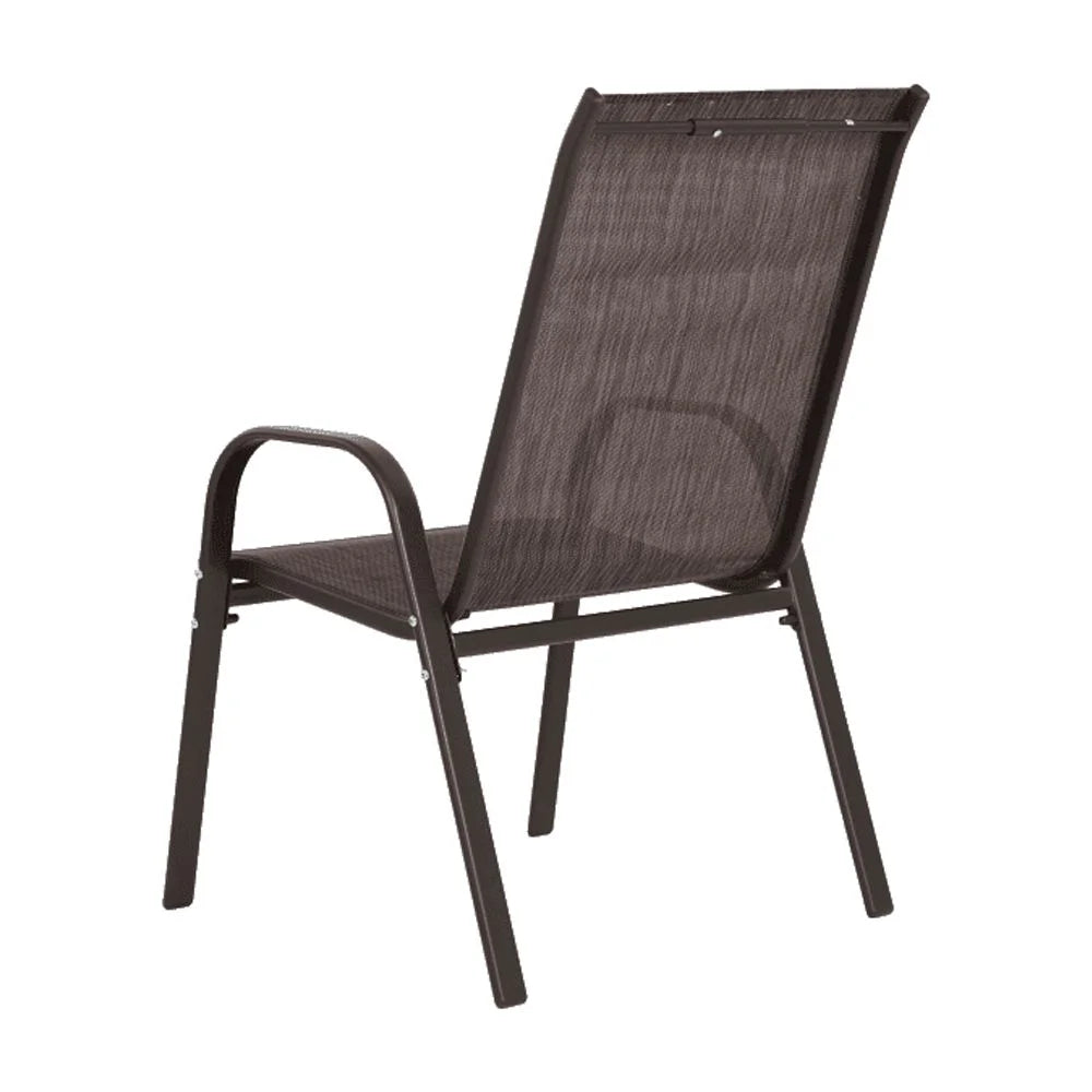 4 Piece Patio Chairs, Outdoor Camping Chairs with Breathable Textilene Fabric, Set of 2 Garden Chairs with Armrest High Backrest for Garden Patio Pool Beach Yard Space Saving ( Brown)