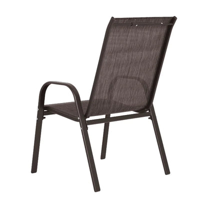 4 Piece Patio Chairs, Outdoor Camping Chairs with Breathable Textilene Fabric, Set of 2 Garden Chairs with Armrest High Backrest for Garden Patio Pool Beach Yard Space Saving ( Brown)