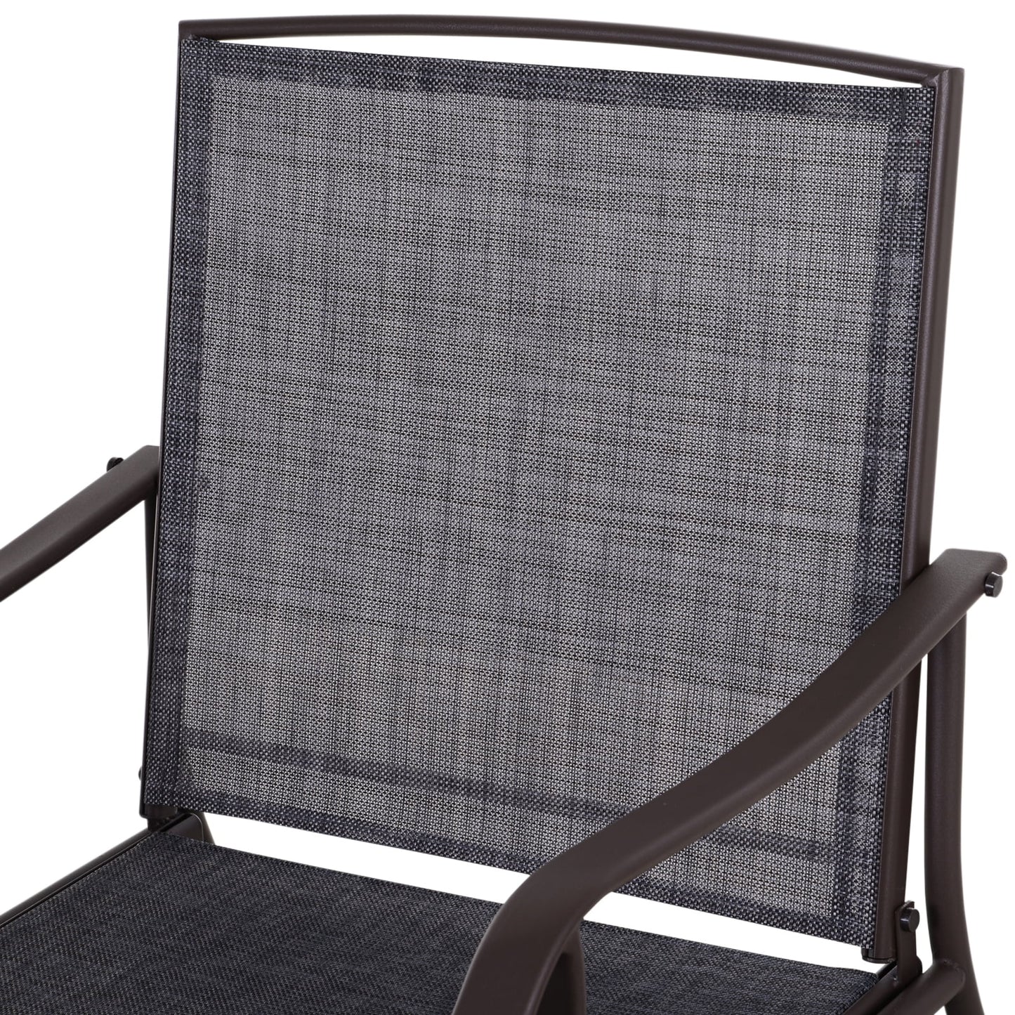 Outsunny Set of 3 Rocking Glider Chair w/Table Mesh Patio Outdoor Furniture, Gray