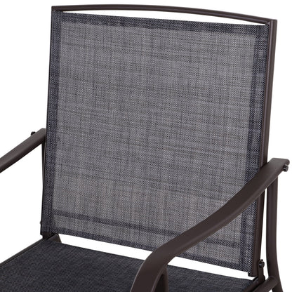 Outsunny Set of 3 Rocking Glider Chair w/Table Mesh Patio Outdoor Furniture, Gray