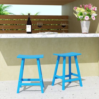 WestinTrends Malibu HDPE Outdoor Patio 24" Bar Stool Saddle Seat (Set of 2), Dark Brown