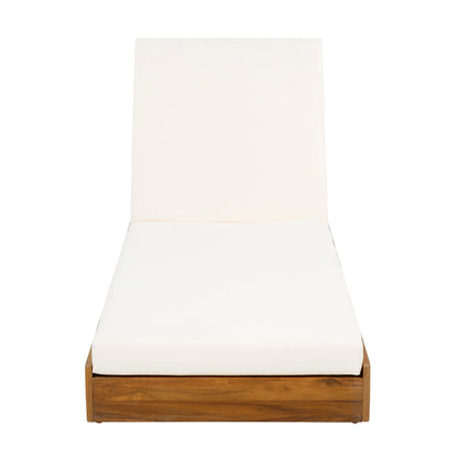 Patio Seating LOUNGE CHAISE SET, ACACIA WOOD WITH WATER-RESISTANT LOUNGE CUSHIONS (CREAM & 4 INCH THICK) - MATCHING DARK GREY VERSION AVAILABLE,Outdoor Seating