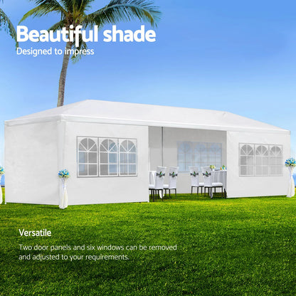 10FTx30FT Wedding Party Canopy Tent With 8 Removable Sidewalls Waterproof Canopy Patio Wedding Gazebo Outdoor Wedding Party Tent For Household Wedding Party Parking Shed