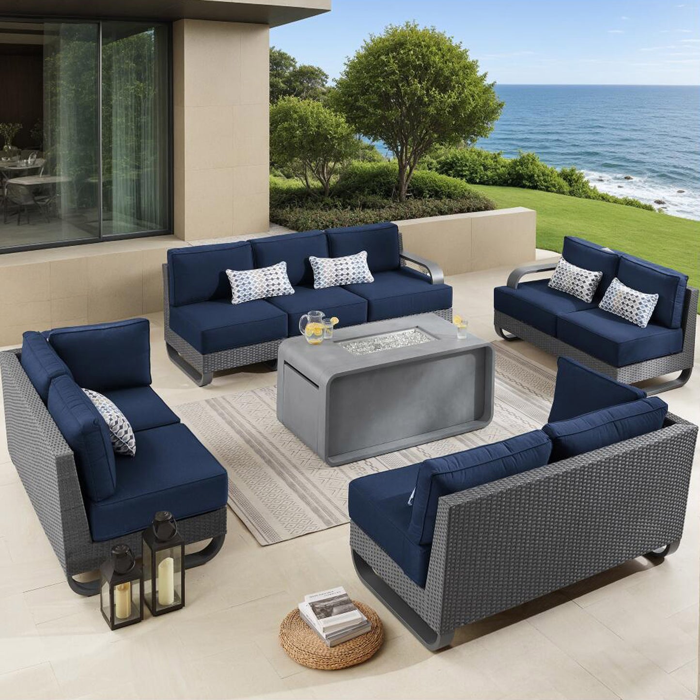 Sirio Pallazzo 6-piece Modular Fire Outdoor Patio Seating Set
