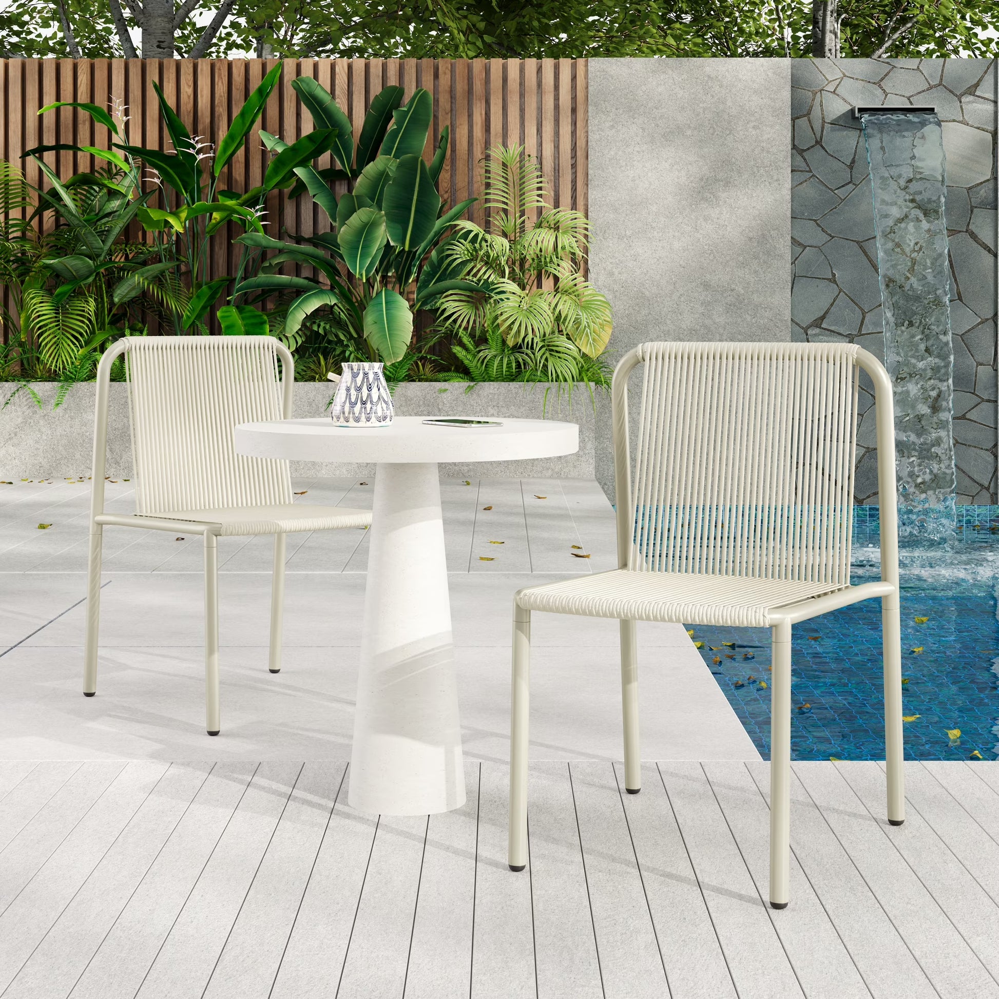 Christopher Knight Home Modern Rattan Patio Dining Chairs, Metal Frame, Green, Set of 2