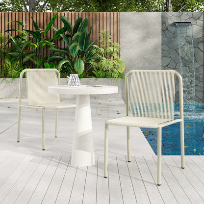 Christopher Knight Home Modern Rattan Patio Dining Chairs, Metal Frame, Green, Set of 2
