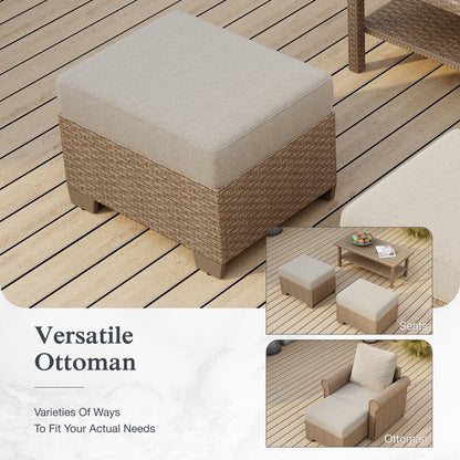 Sophia & William 6 Pieces Wicker Patio Furniture Set 7-Seat Outdoor Cushioned Conversation Set with Coffe Table, Beige