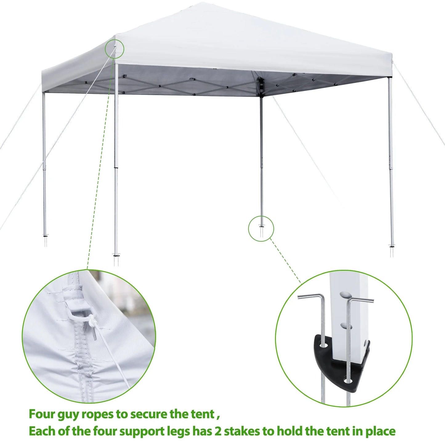SECONDPEAK 10x10 Pop Up Canopy Tent Easy Set-up Outdoor Patio Canopy Adjustable Straight Leg Heights Instant Shelter with Wheeled Bag, Ropes