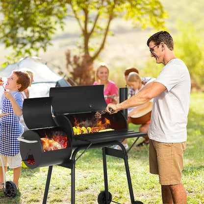 BIQWBIC 43? Charcoal Grill with Offset Smoker - Heavy Duty BBQ Grill for Backyard, Camping & Patio, Portable Charcoal Grills with Temperature Gauge & Wheels, Fits 6-10 People
