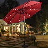 Costway 10ft Patio Solar Umbrella LED Patio Market Steel Tilt w/Crank Outdoor (Tan)