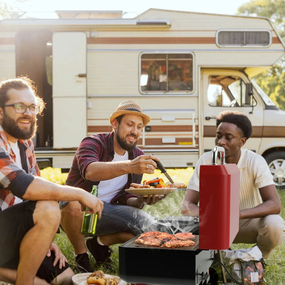 Topcobe Outdoor Portable Tabletop Pellet Grill and Smoker with Digital Control System for BBQ, Cooking Space for Backyard, Patio and Parties-Red