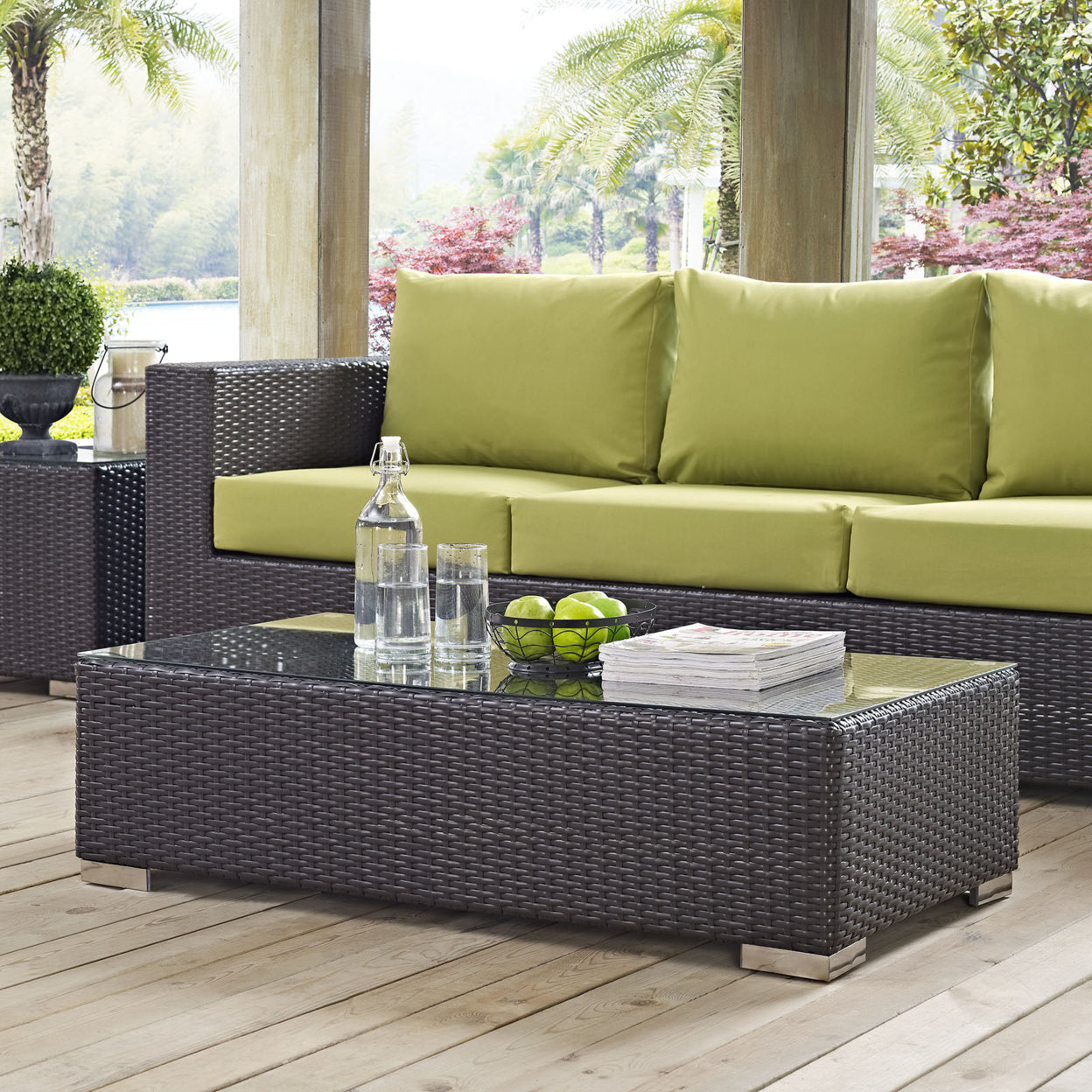 Modway Convene Outdoor Patio Coffee Table in Espresso