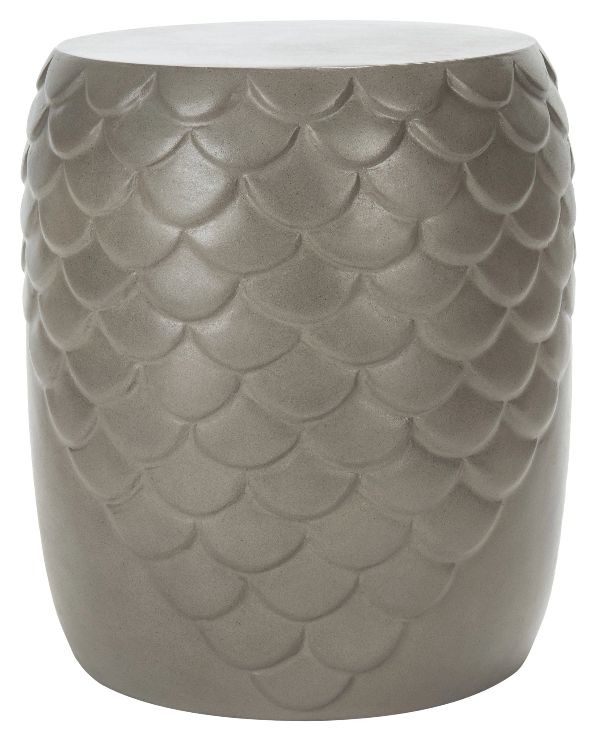 SAFAVIEH Julyvia Outdoor Patio Concrete Accent Stool, Dark Grey