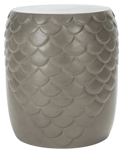 SAFAVIEH Julyvia Outdoor Patio Concrete Accent Stool, Dark Grey