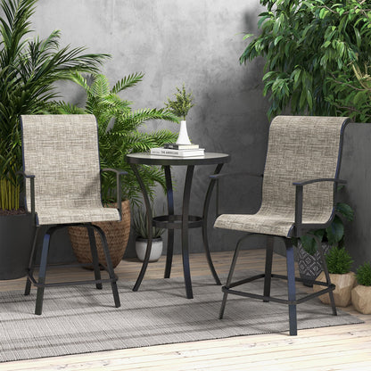 Grand Patio 3 Piece Modern Indoor& Outdoor Counter Height Patio Bar Set for Bistro, Steel Frame, 2 Chairs and 1 Sidetable,Coffee Table, Garden, Porch, Backyard