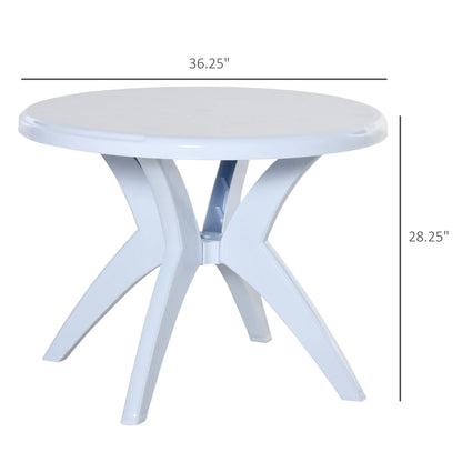SKTPI Outdoor Plastic Dining Table w/Umbrella Hole, Outdoor End Table, Patio Coffee Bistro Table for Indoor, Garden, Porch, Balcony, White