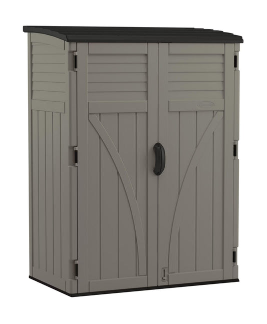 Suncast 54 Cu Ft Vertical Shed Outdoor Storage for Patio and Garage, Stoney