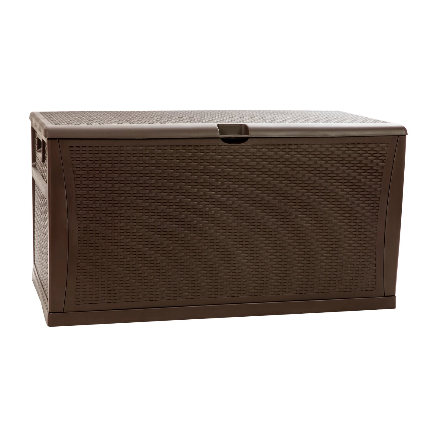 Merrick Lane Brown 120 Gallon Weather Resistant Outdoor Storage Box for Decks, Patios, Poolside and More