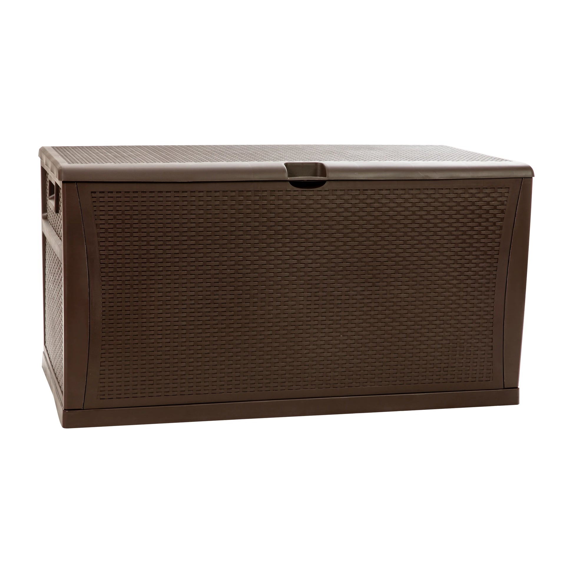 Merrick Lane Brown 120 Gallon Weather Resistant Outdoor Storage Box for Decks, Patios, Poolside and More