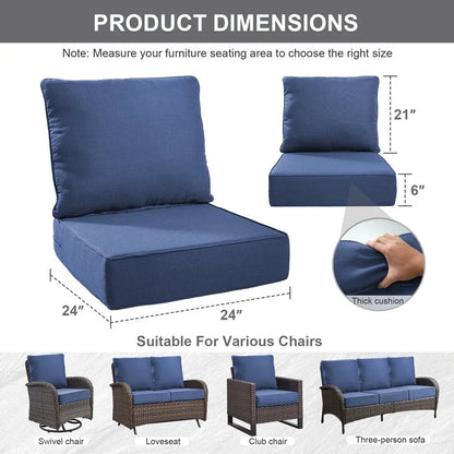 Bellefurn Outdoor Deep Seat Cushion 24 X 24 X 6 inch for Patio Furniture,Outdoor Chair Cushions Waterproof & Fade Resistant Patio Furniture Cushions for Wicker Chair, Sofa, Couch
