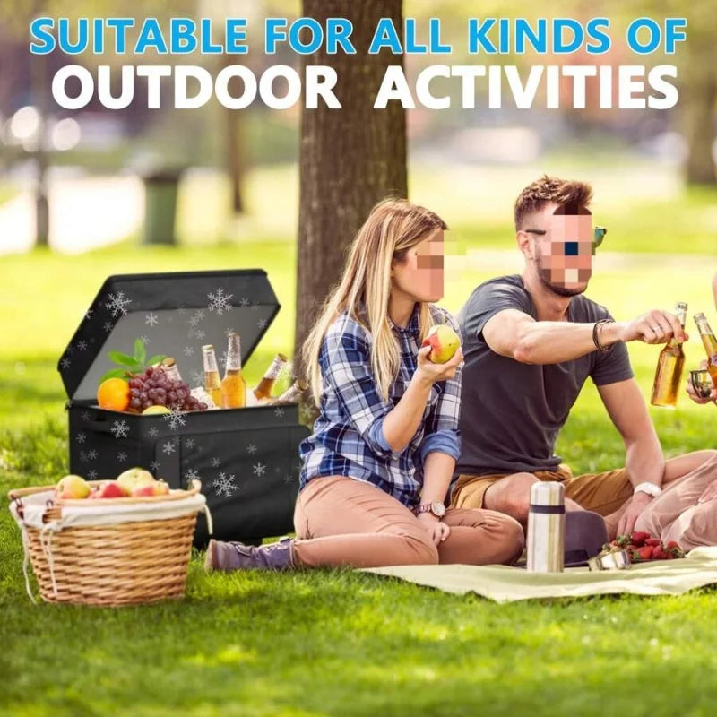 Cooler With Wheels And Handle, Portable Rolling Cooler, Ice Chest Cooler, 50 Can Large Cooler Bag For Beach, Outdoor Camping, Picnic, Patio Travel