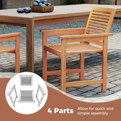 Spaco Patio Chairs Set of 2, Patio Chair with Inclined Backrests and Slatted Seats for Patio, Garden, Backyard, Brown