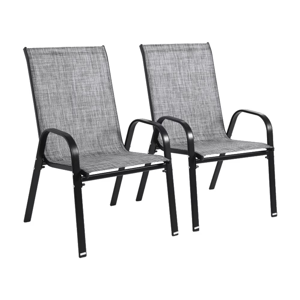 4 Piece Patio Chairs, Outdoor Camping Chairs with Breathable Textilene Fabric, Set of 2 Garden Chairs with Armrest High Backrest for Garden Patio Pool Beach Yard Space Saving ( Brown)