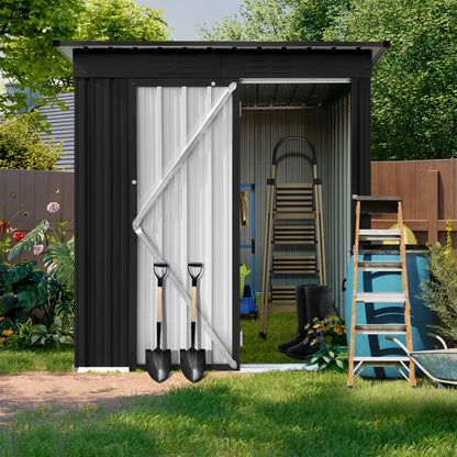 Aukfa Outdoor Storage Shed, 5 X 4 FT Metal Garden Shed, Waterproof Tool Shed for Backyard Patio, Brown