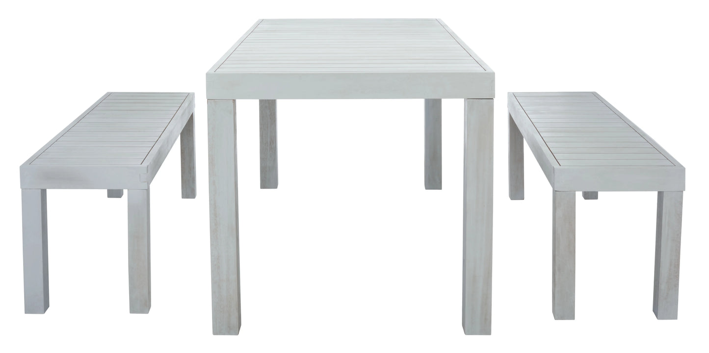 SAFAVIEH Dario Transitional Outdoor Patio 3 Piece Dining Set, Grey