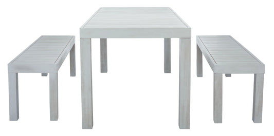SAFAVIEH Dario Transitional Outdoor Patio 3 Piece Dining Set, Grey