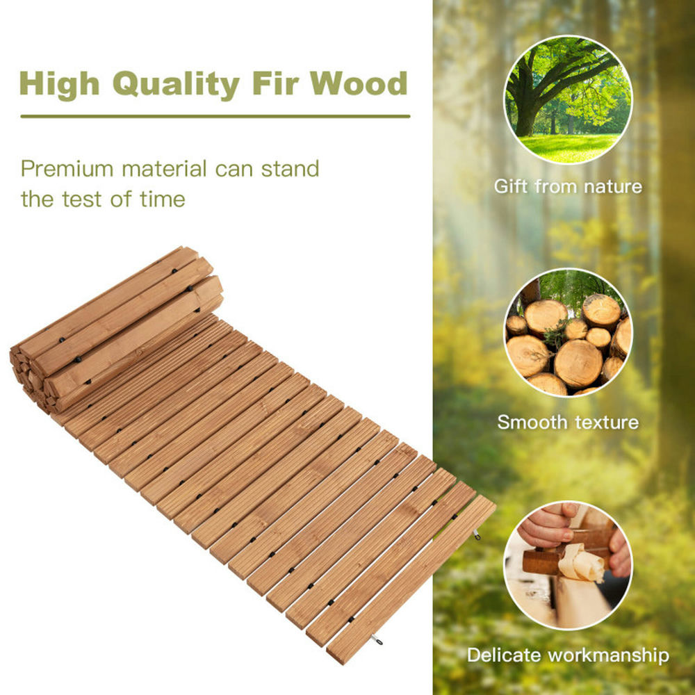 Yardi Yard 8 Feet Roll-out Weather-Resistant Patio Hardwood Pathway, 22 Inch Wide High-Grade Fir Wood Garden Pathway, Hardwood Pathway for Outdoor as Porch, Yard, Light Brown