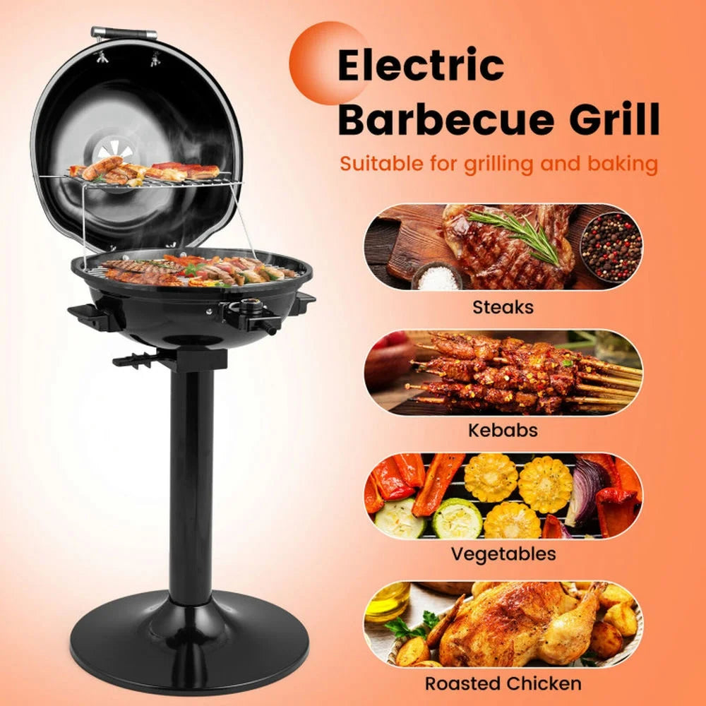 Topcobe 1600W Electric BBQ Grill with Removable Non-Stick Warming Rack, Cooking Space for Backyard, Patio and Parties