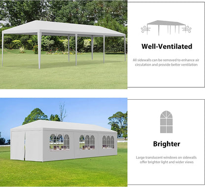 SLSRFD 10'x30' Outdoor Canopy Tent Patio Camping Gazebo Shelter Pavilion Cater Party Wedding BBQ Events Tent w/Removable Sidewalls