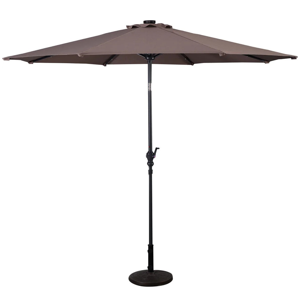Costway 10ft Patio Solar Umbrella LED Patio Market Steel Tilt w/Crank Outdoor (Tan)