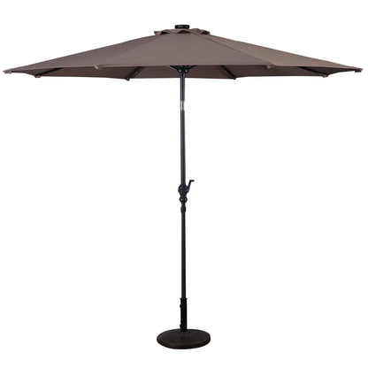 Costway 10ft Patio Solar Umbrella LED Patio Market Steel Tilt w/Crank Outdoor (Tan)