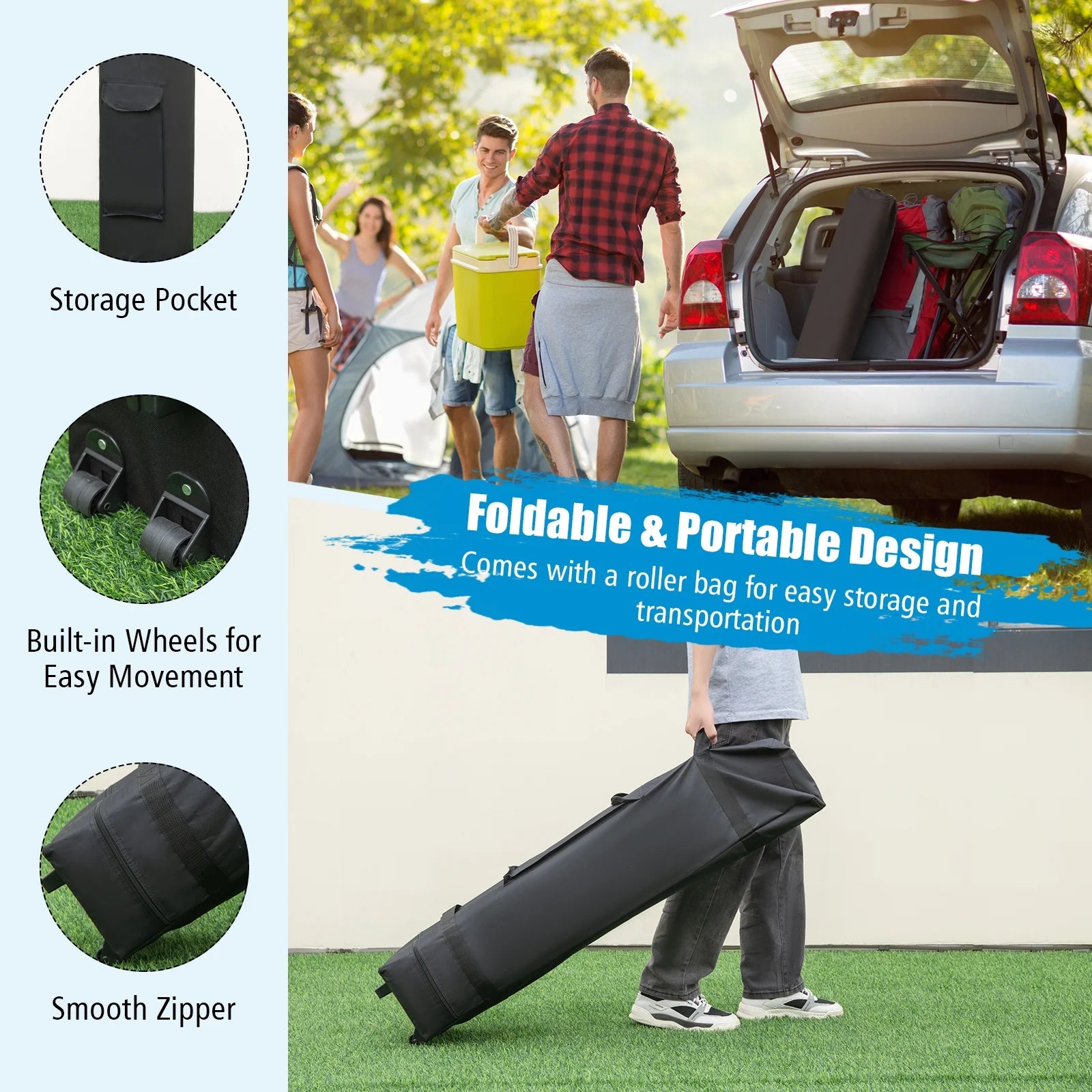 Gymax Patio 10 x 10FT Instant Pop-up Canopy Folding Tent w/Sidewalls & Awnings Outdoor