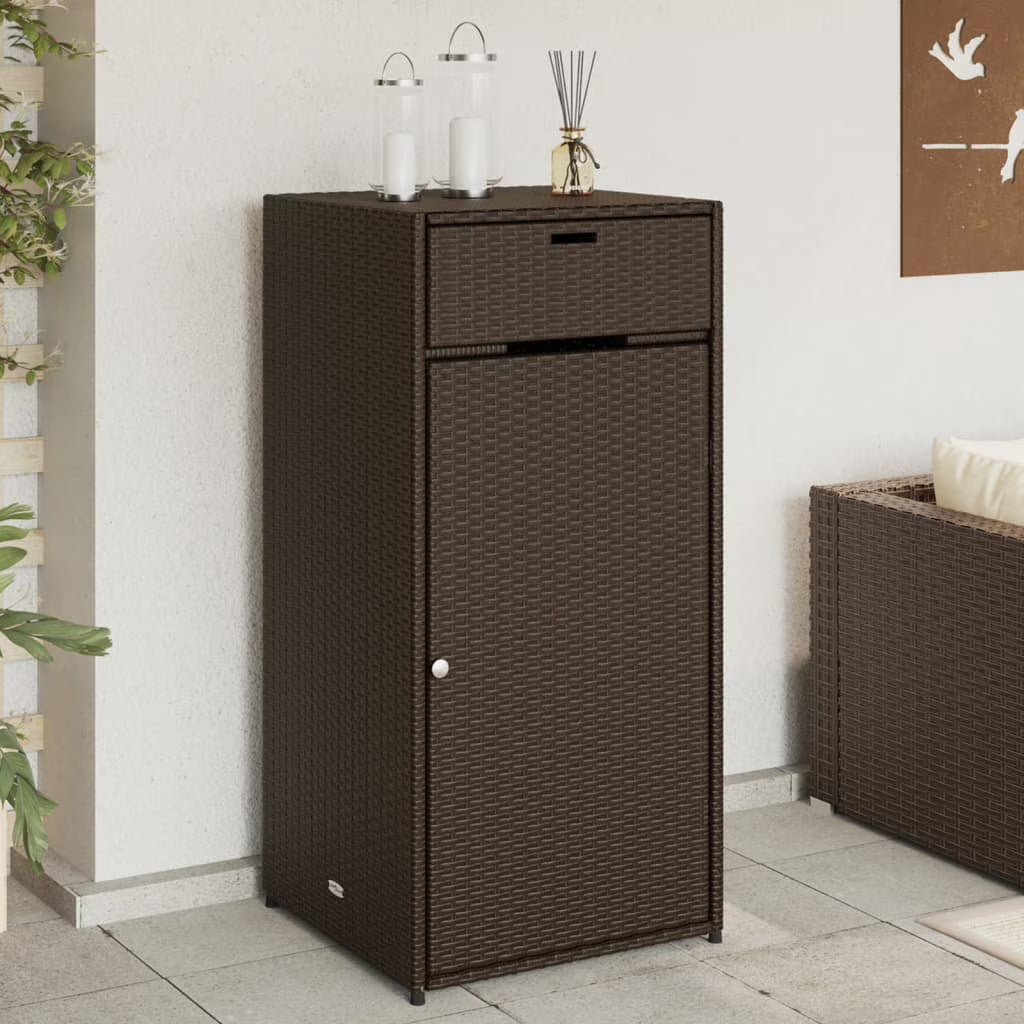 vidaXL Patio Storage Cabinet Tool Organizer Outdoor Furniture Poly Rattan