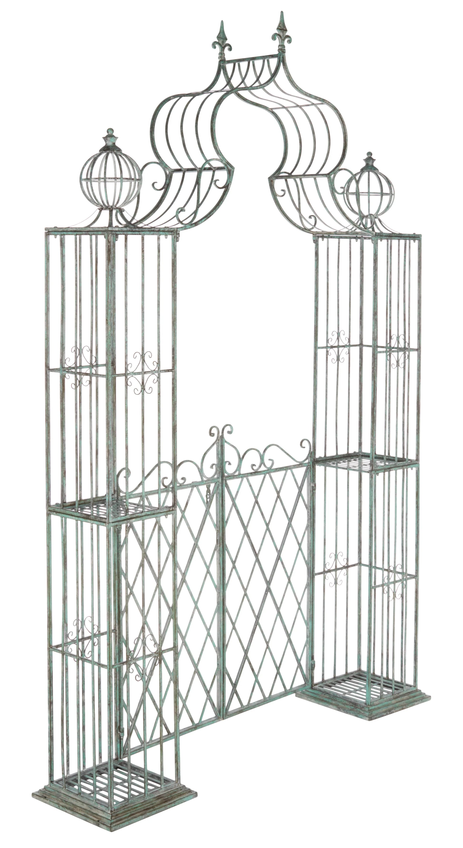 SAFAVIEH Beatrix Outdoor Patio Arbor with Door, Antique Green
