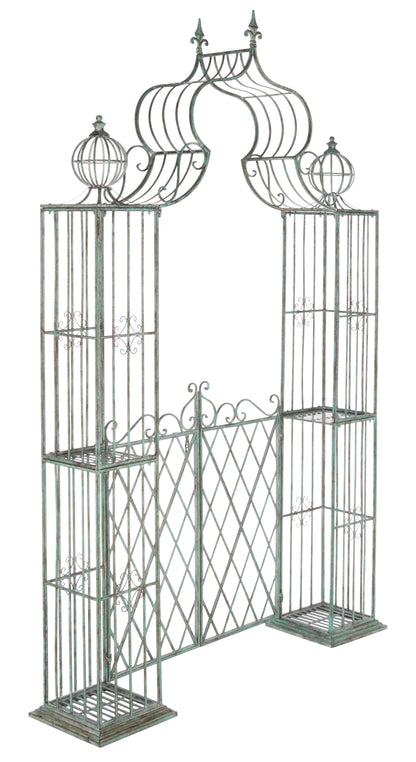 SAFAVIEH Beatrix Outdoor Patio Arbor with Door, Antique Green